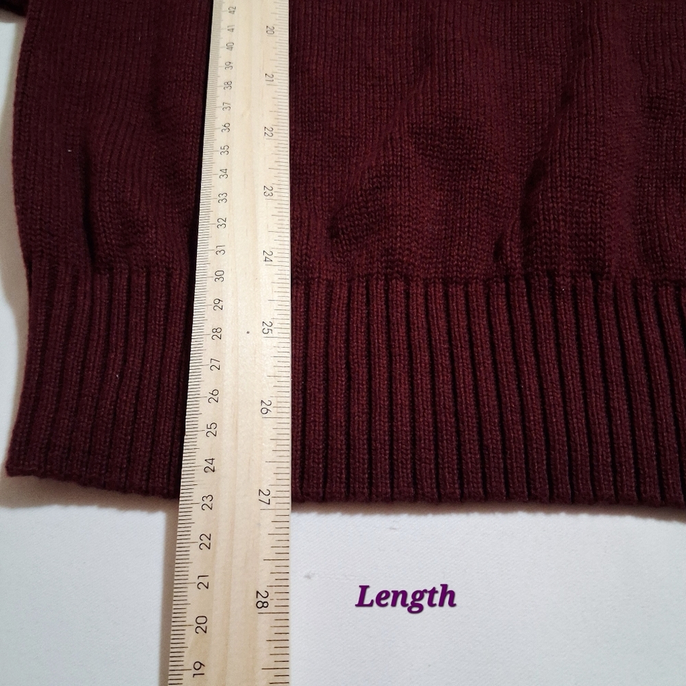 Weatherproof Vintage, Nordic Quarter Zip‎ In Burgundy Sweater. - Picture 7 of 9